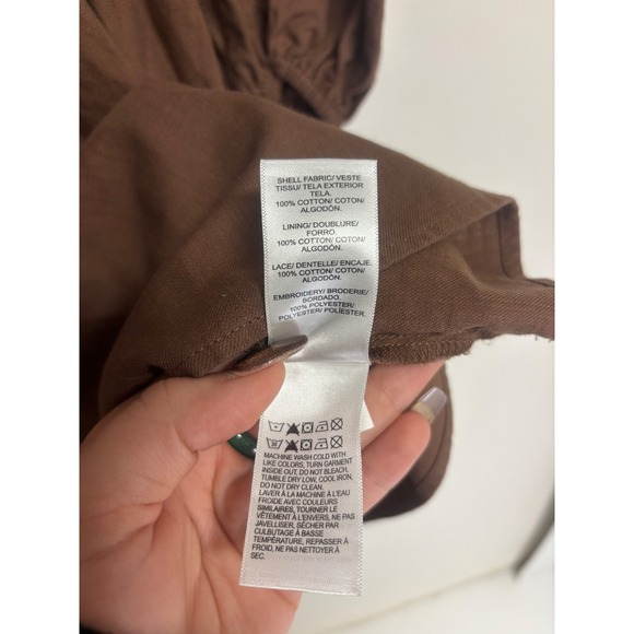 Lucky Brand Brown Long Sleeve Embroidered Mini Dress Women's Size XXL - Picture 4 of 5